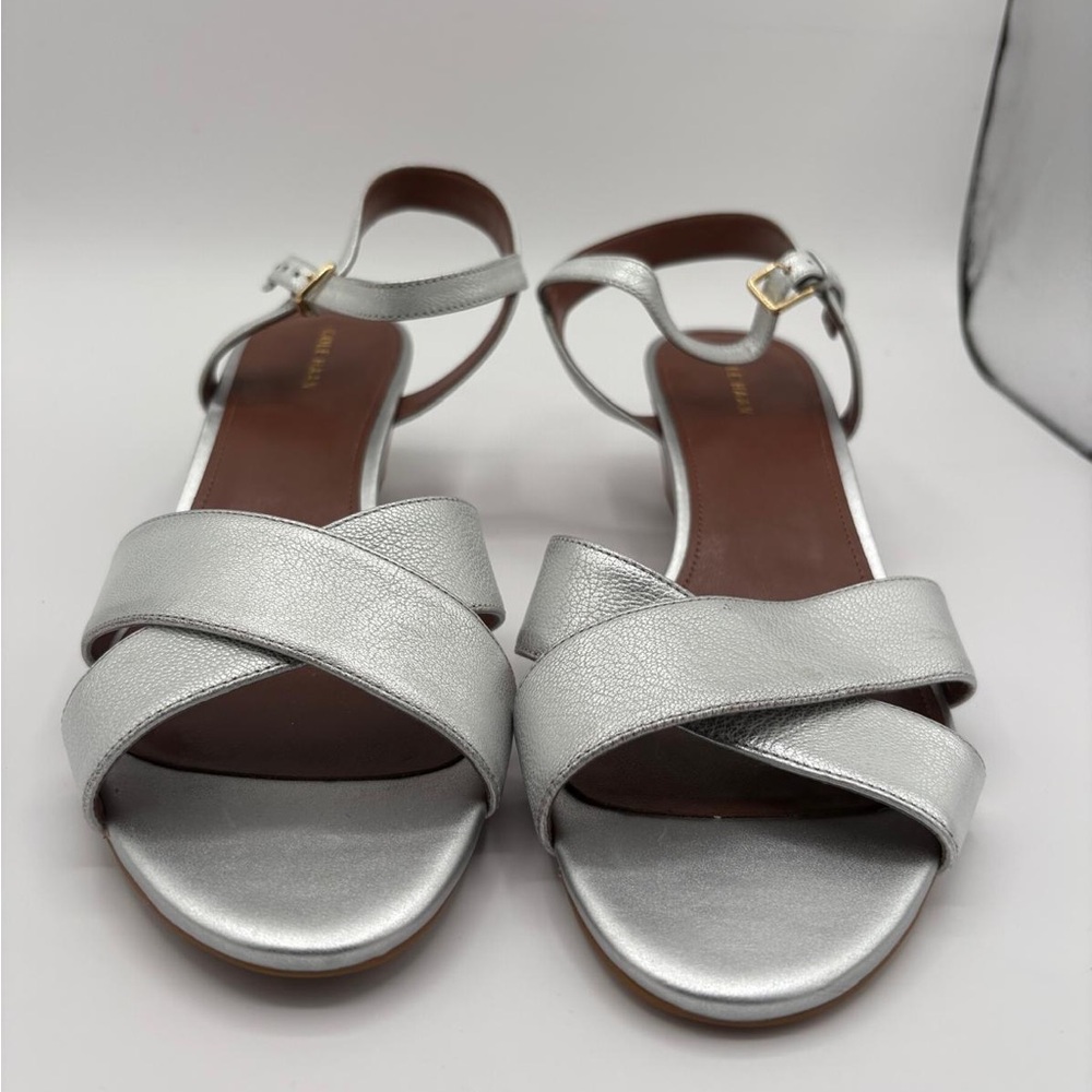 NWT Cole Haan Womens Elsie Cross Wedge Argento Sandal Size 10